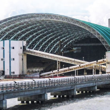 Diseño de techo arqueado Estructura de acero ligero prefabricado para la construcción de edificios de almacenamiento de carbón